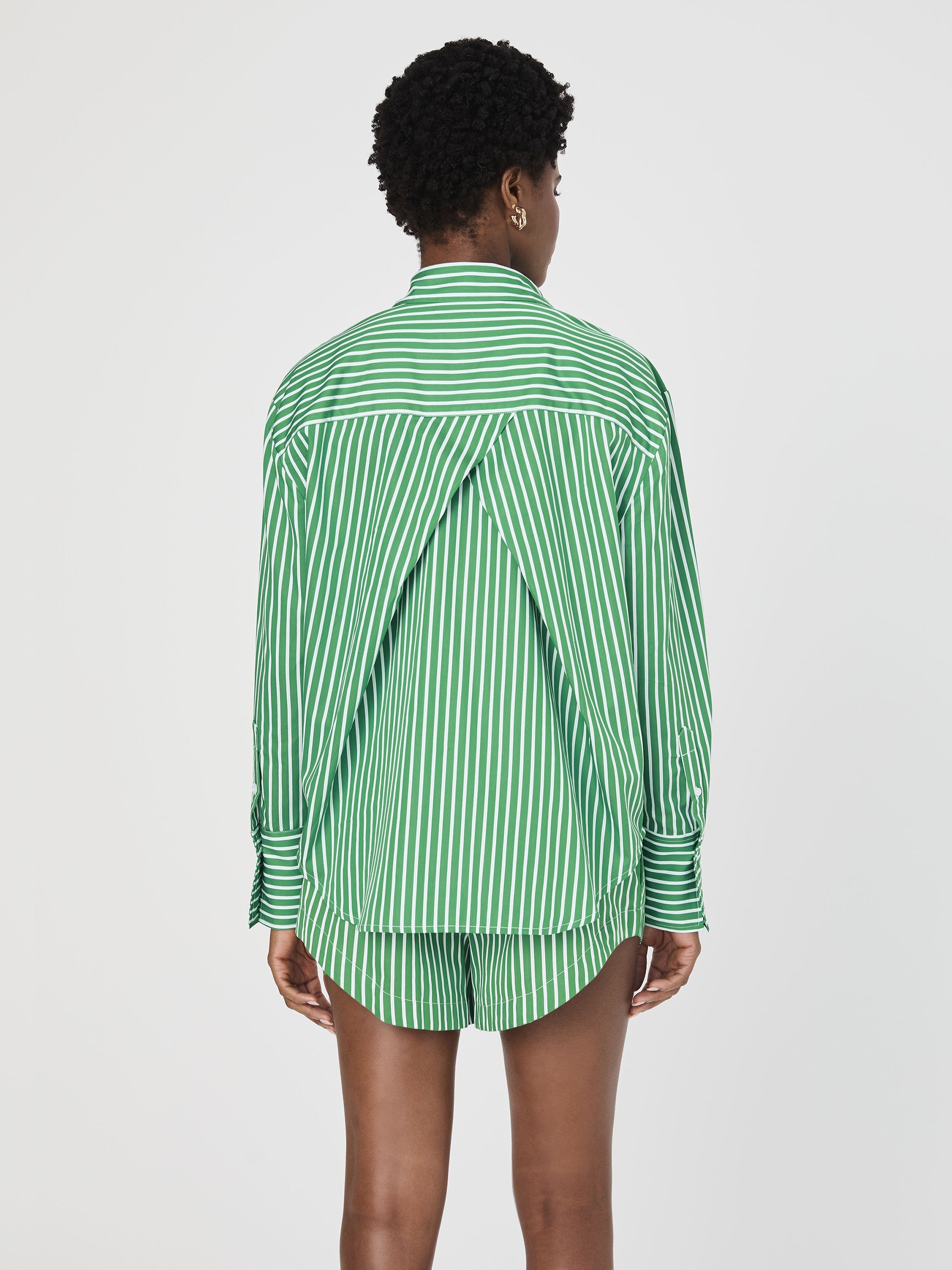 Alexis Cotton Angled Yoke Striped Shirt