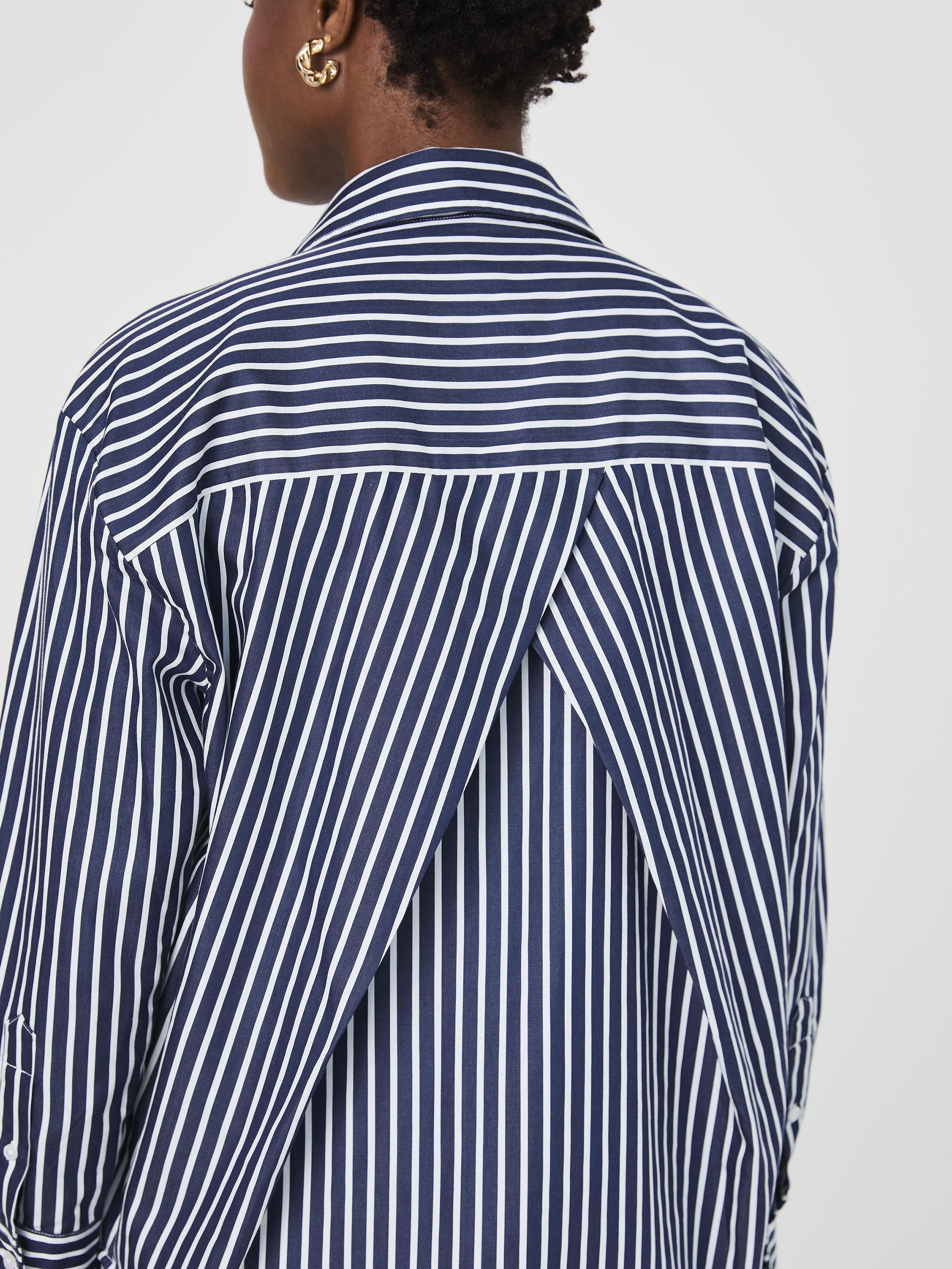 Alexis Cotton Angled Yoke Striped Shirt