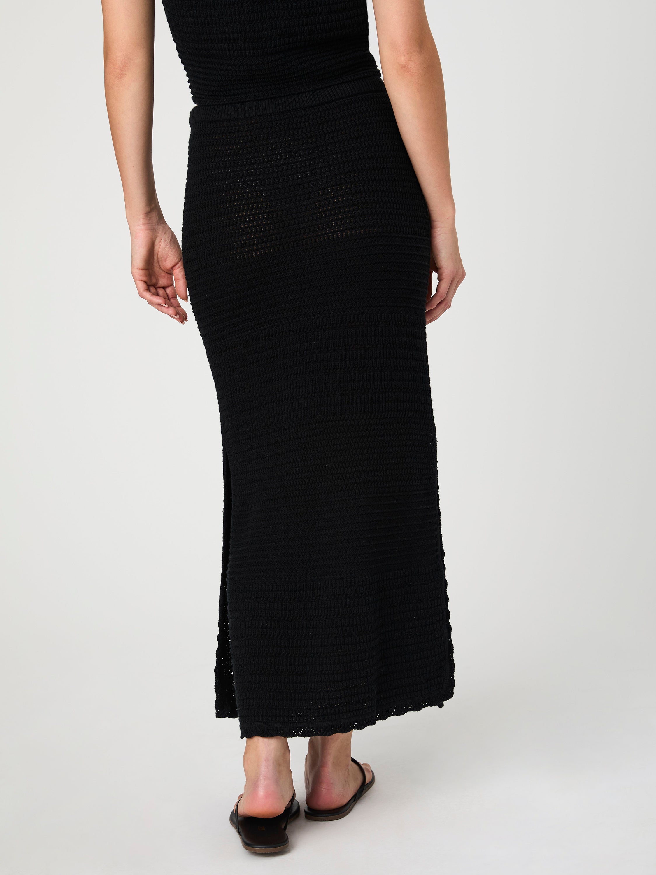 Nellis Cotton Crochet Side Slit Skirt