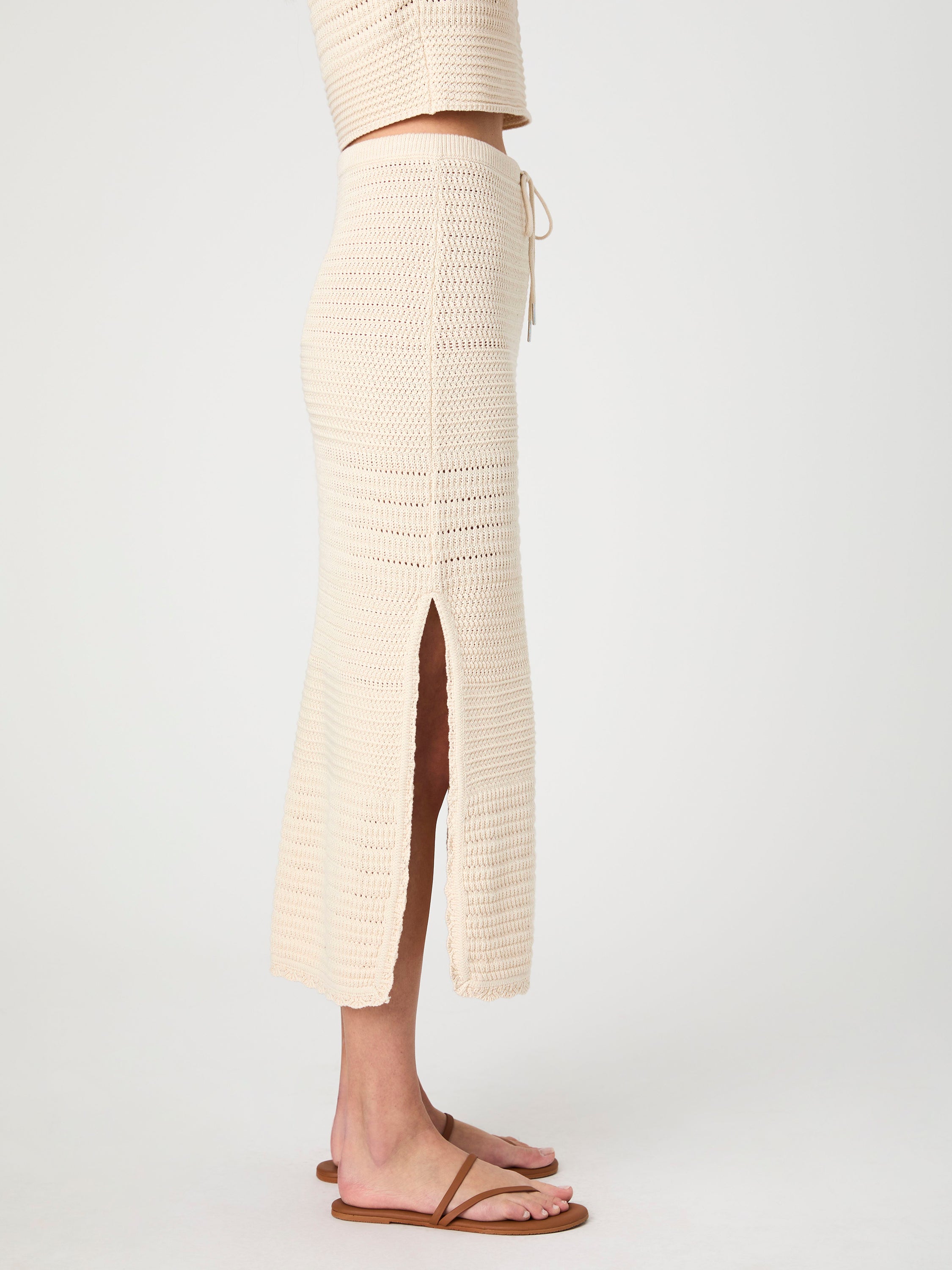 Nellis Cotton Crochet Side Slit Skirt