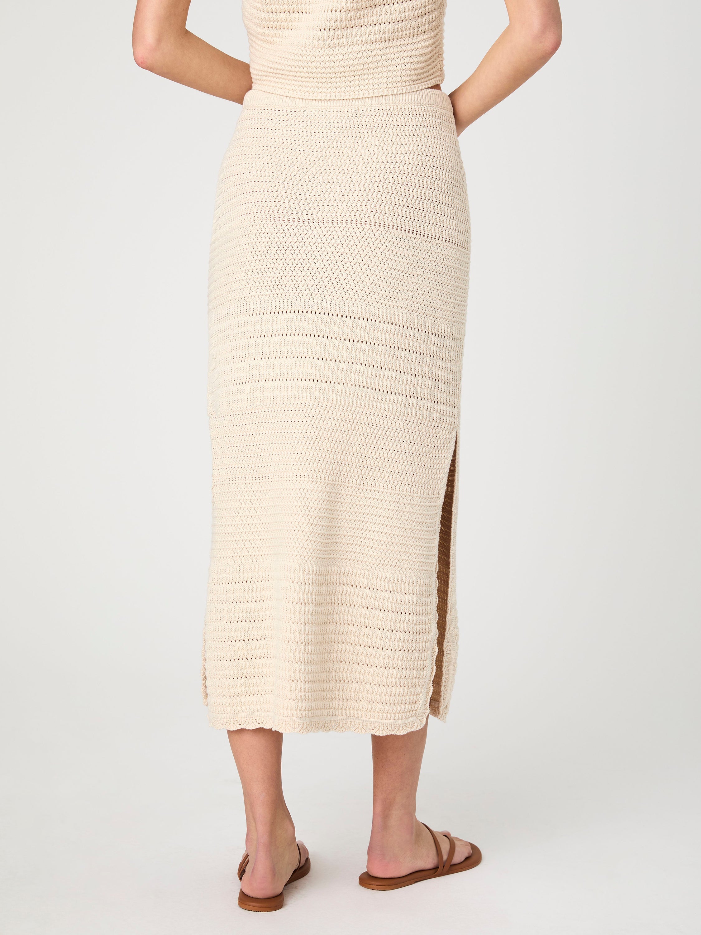 Nellis Cotton Crochet Side Slit Skirt