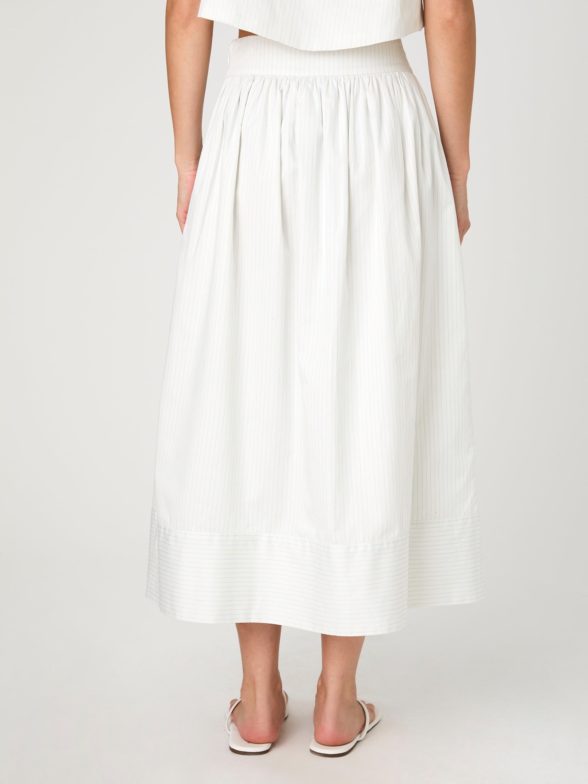 Pinstripe Poplin Midi Skirt