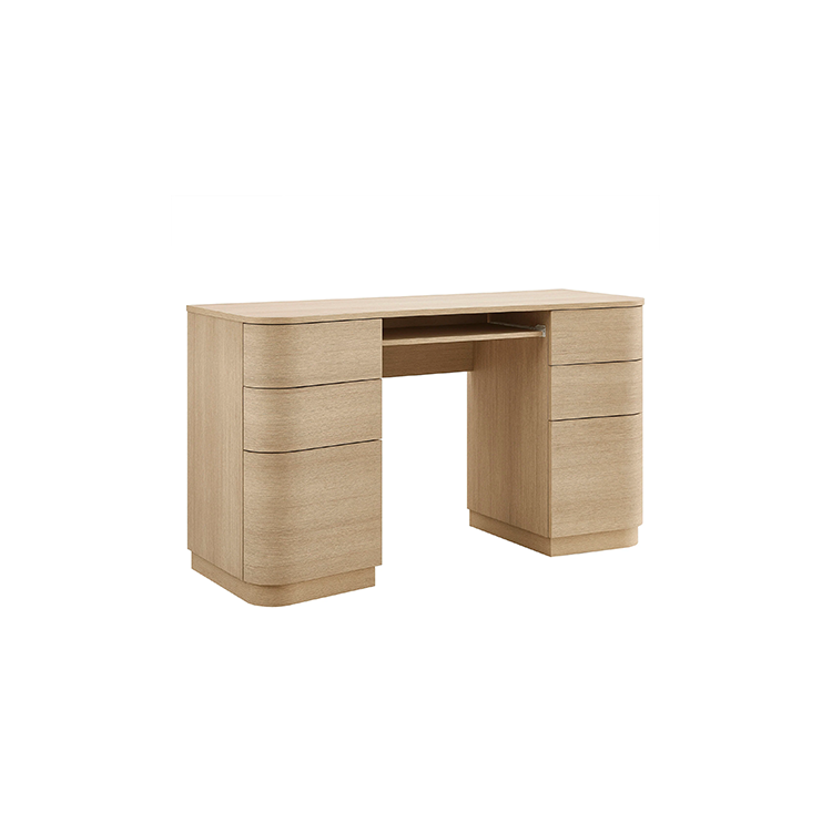 Mir Curved Office Desk, Light Oak