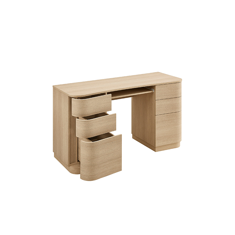Mir Curved Office Desk, Light Oak