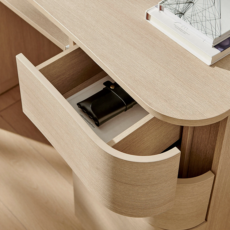 Mir Curved Office Desk, Light Oak