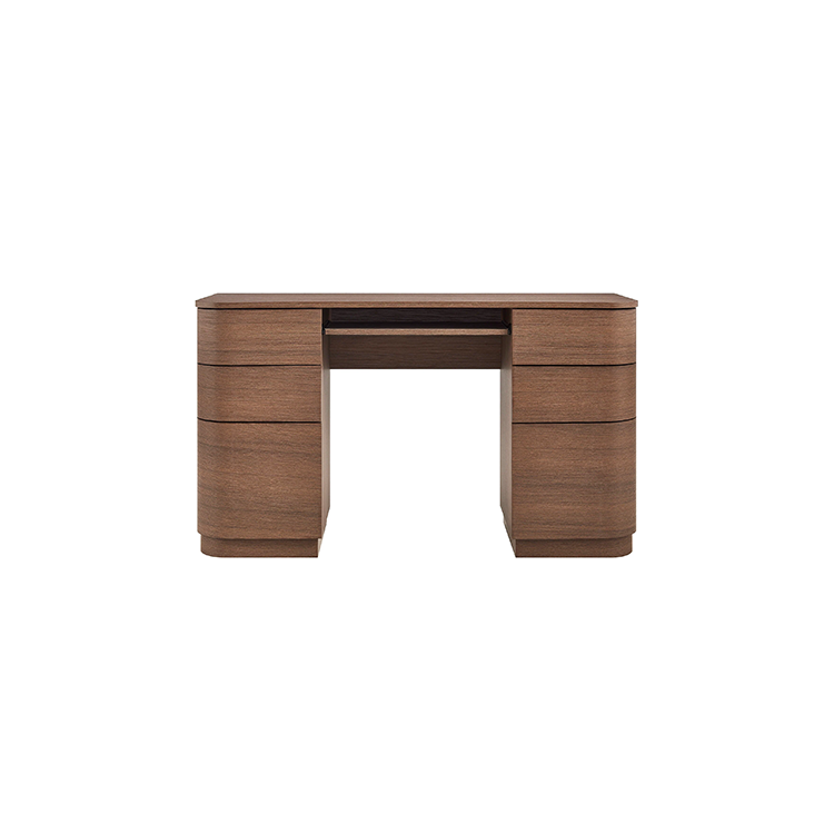 Mir Curved Office Desk, Brown Oak