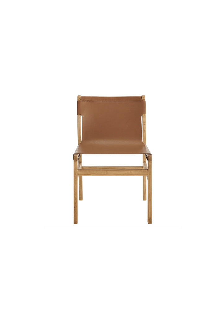 Sono Leather Dining Side Chair in Chestnut Tan