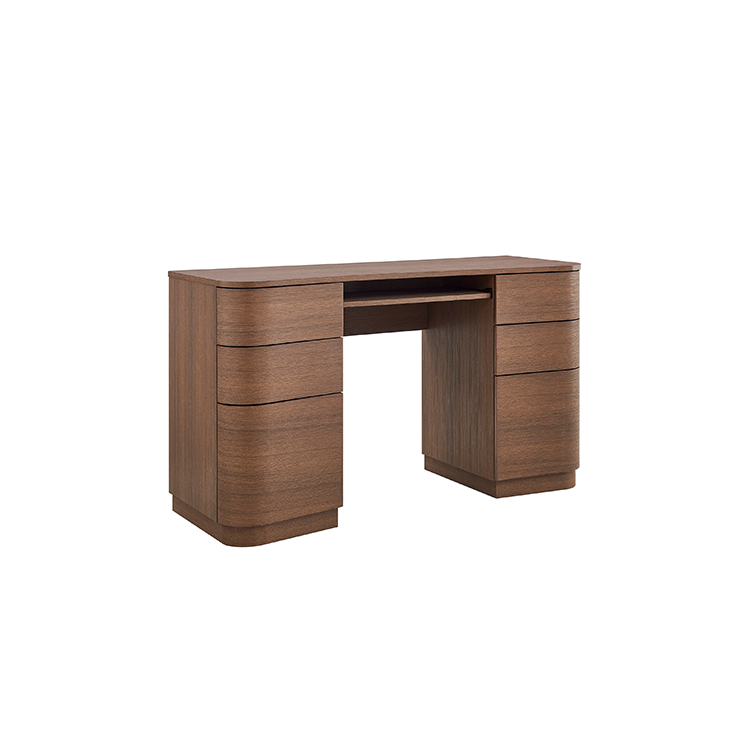Mir Curved Office Desk, Brown Oak