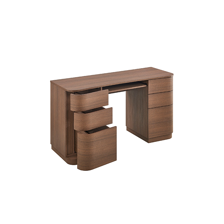Mir Curved Office Desk, Brown Oak