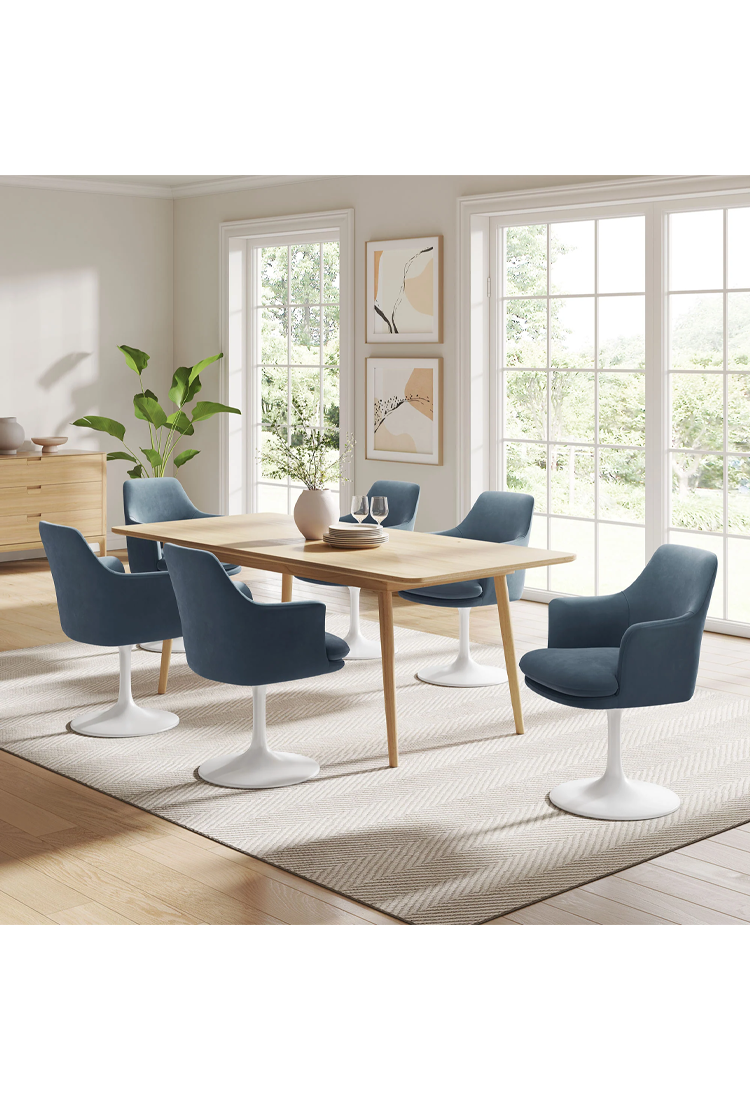 Lily Swivel Dining Armchair,White Light Gray