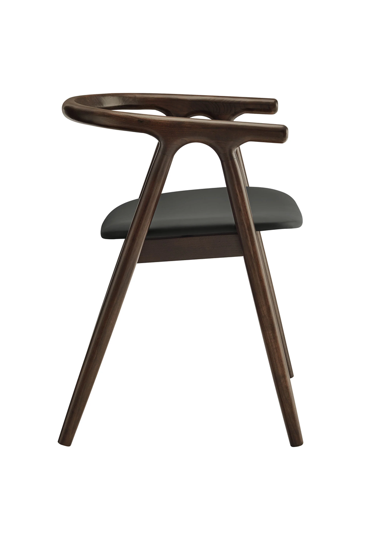 Serene Leather and Wood Dining Chair,Black
