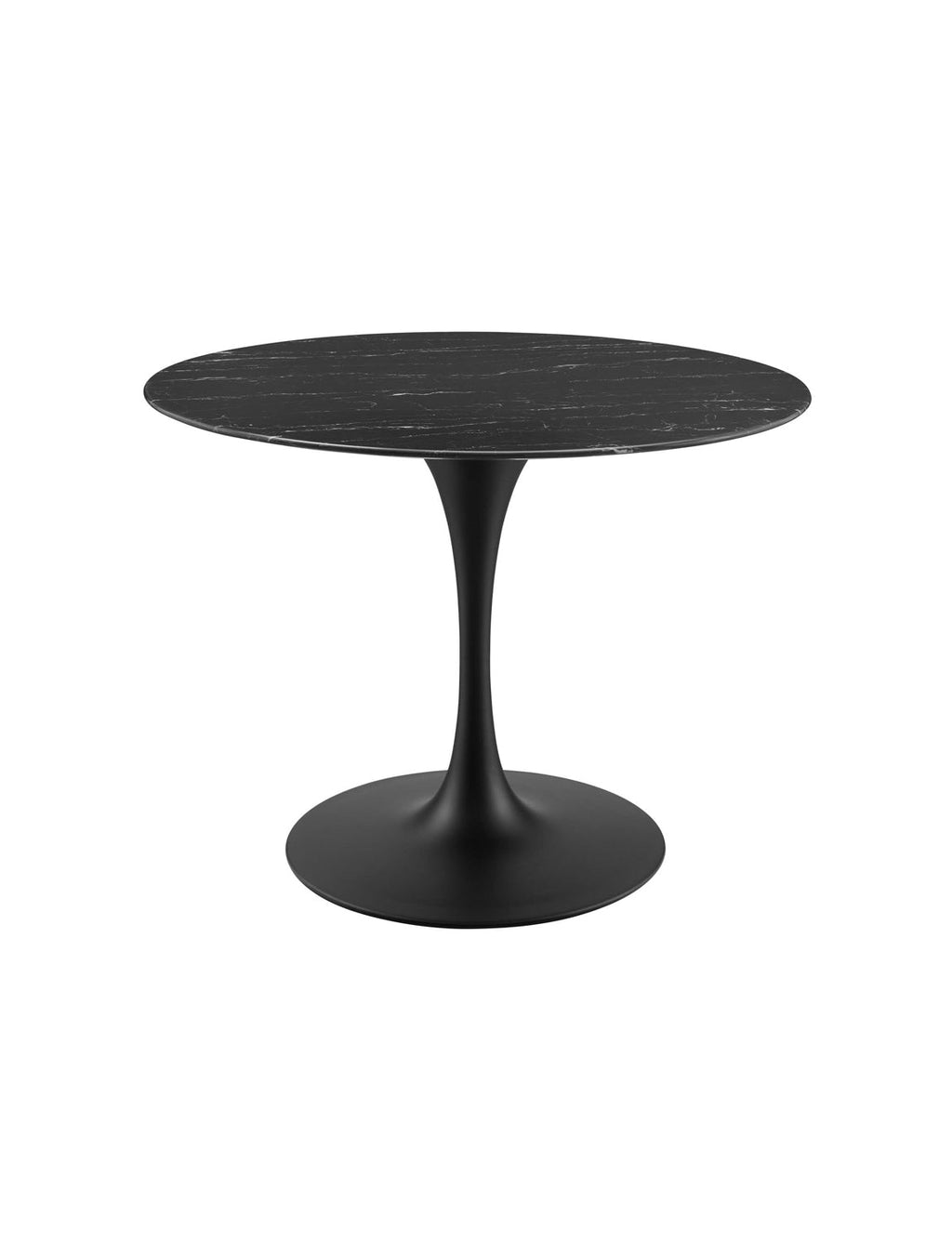 Lily Round Black Marble 48 Dining Table, black base
