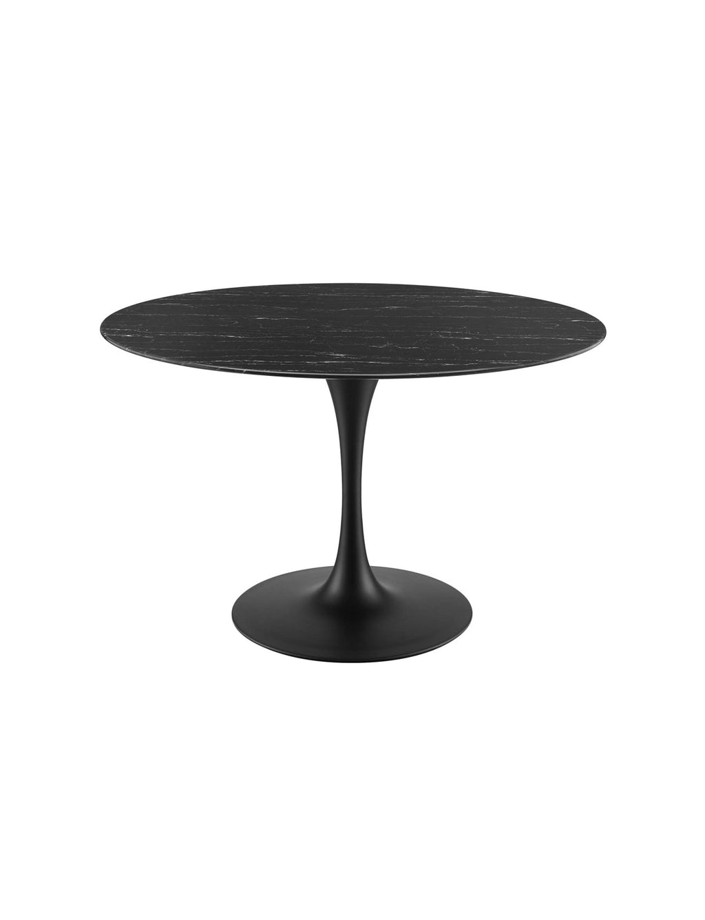 Lily Round Black Marble 40Dining Table, black base
