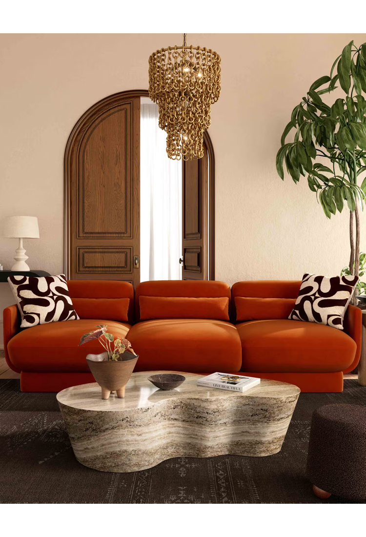 Azura Orange Velvet Sofa