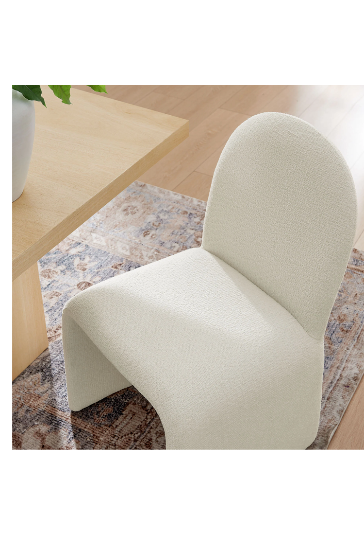 Riviera Boucle Armless Dining Chair,Cream