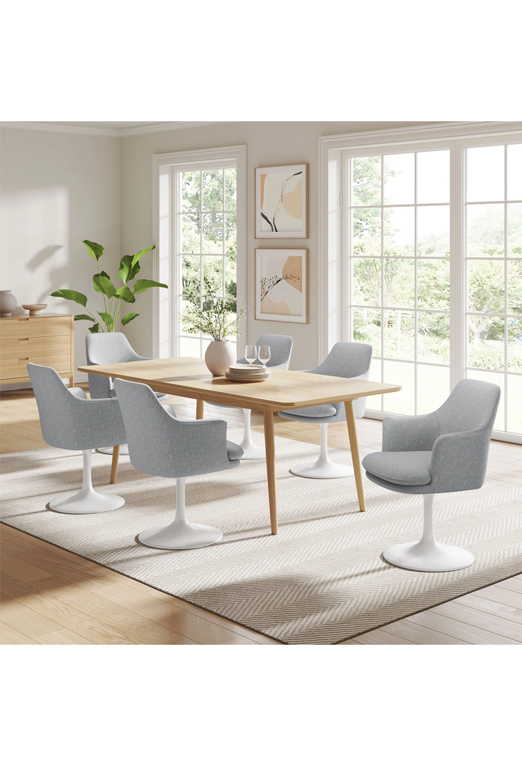 Lily Swivel Dining Armchair,White Light Gray