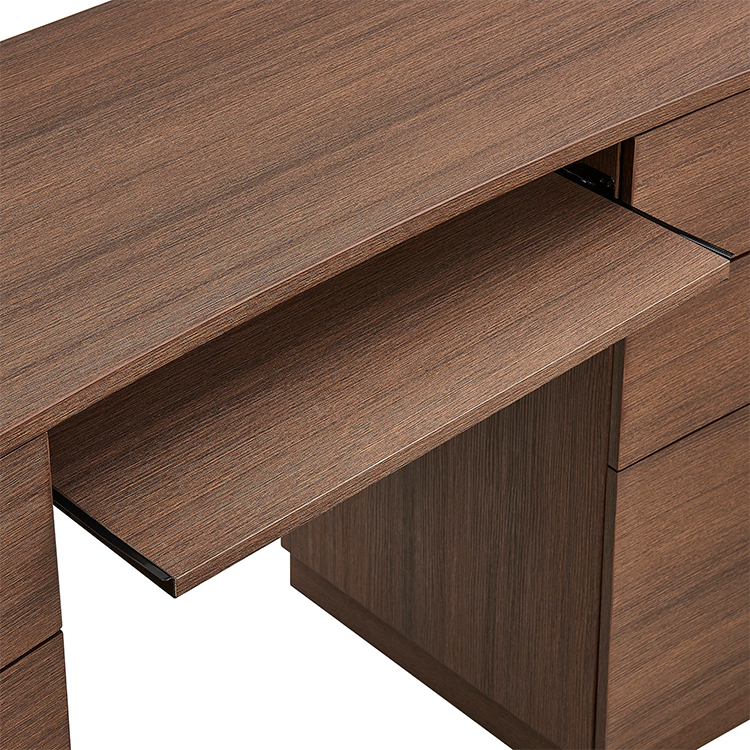 Mir Curved Office Desk, Brown Oak