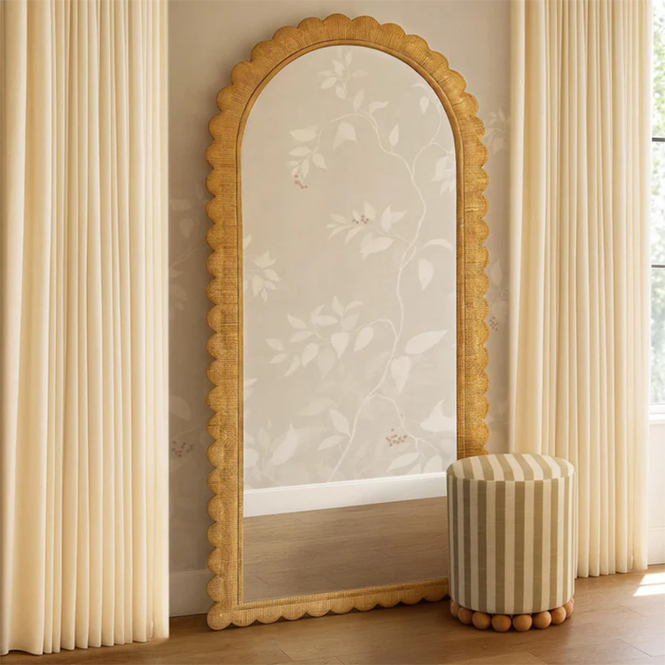 Baha Jumbo Natural Rattan Arched Wall Mirror