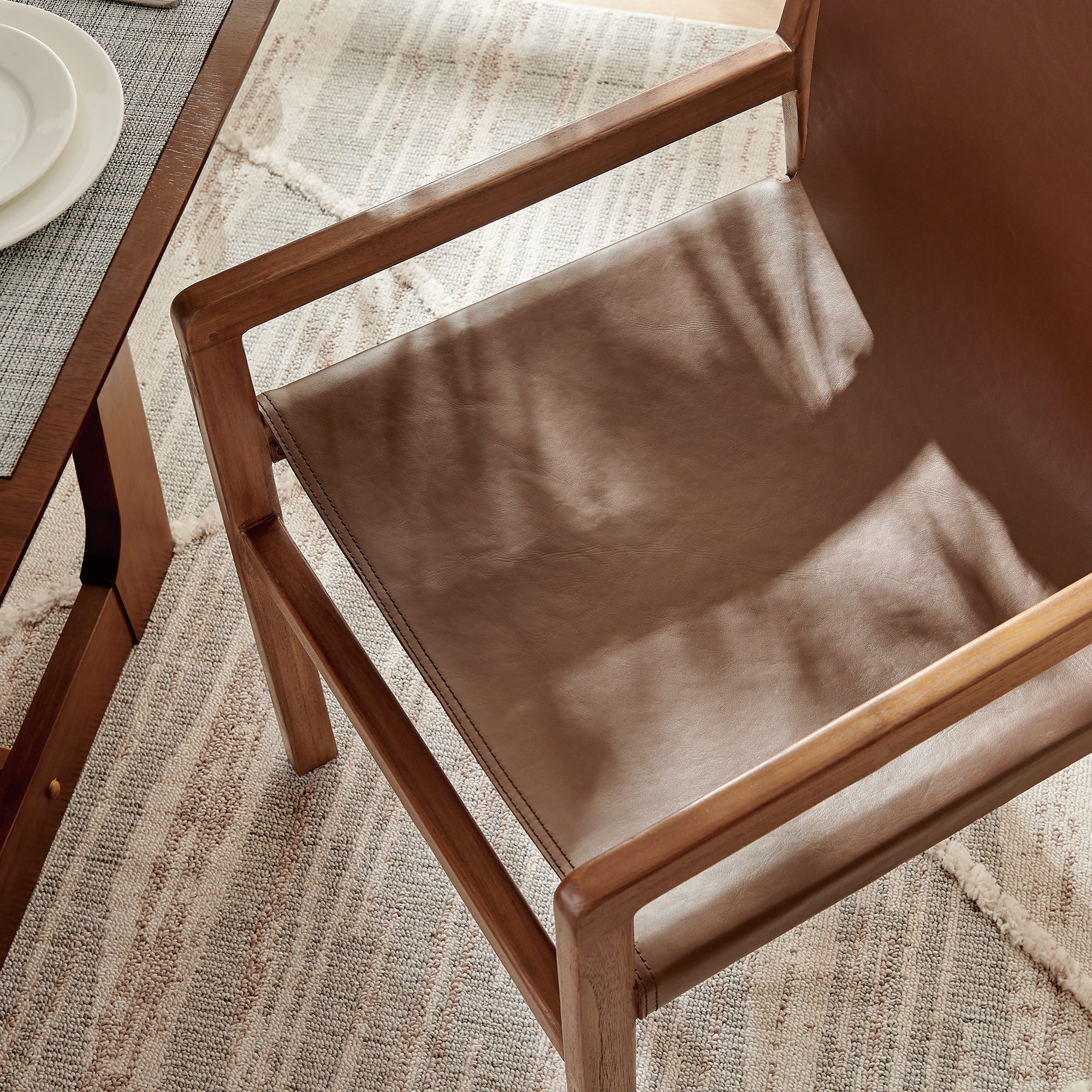 Sono Leather Dining Chair in Nutmeg Brown