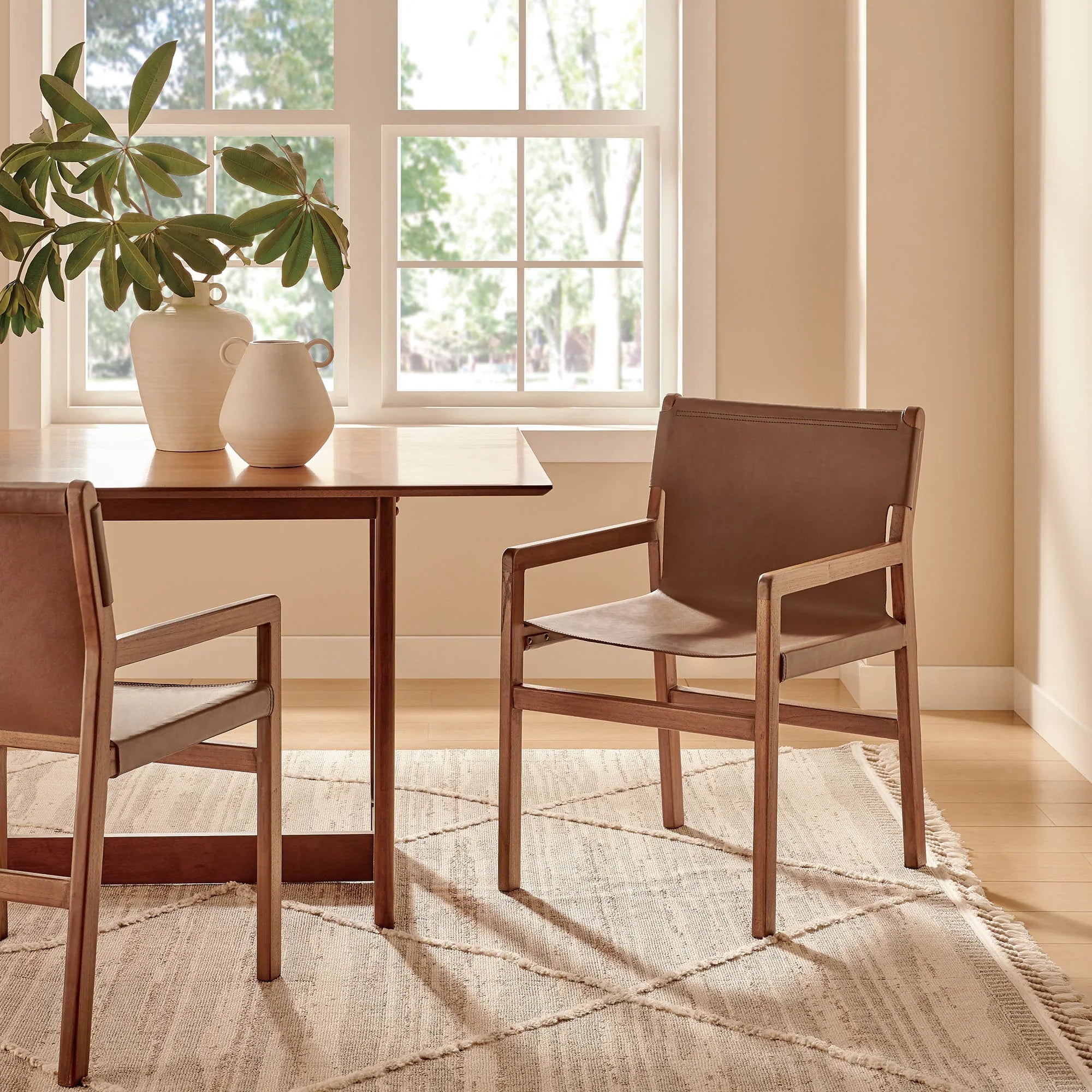 Sono Leather Dining Chair in Nutmeg Brown