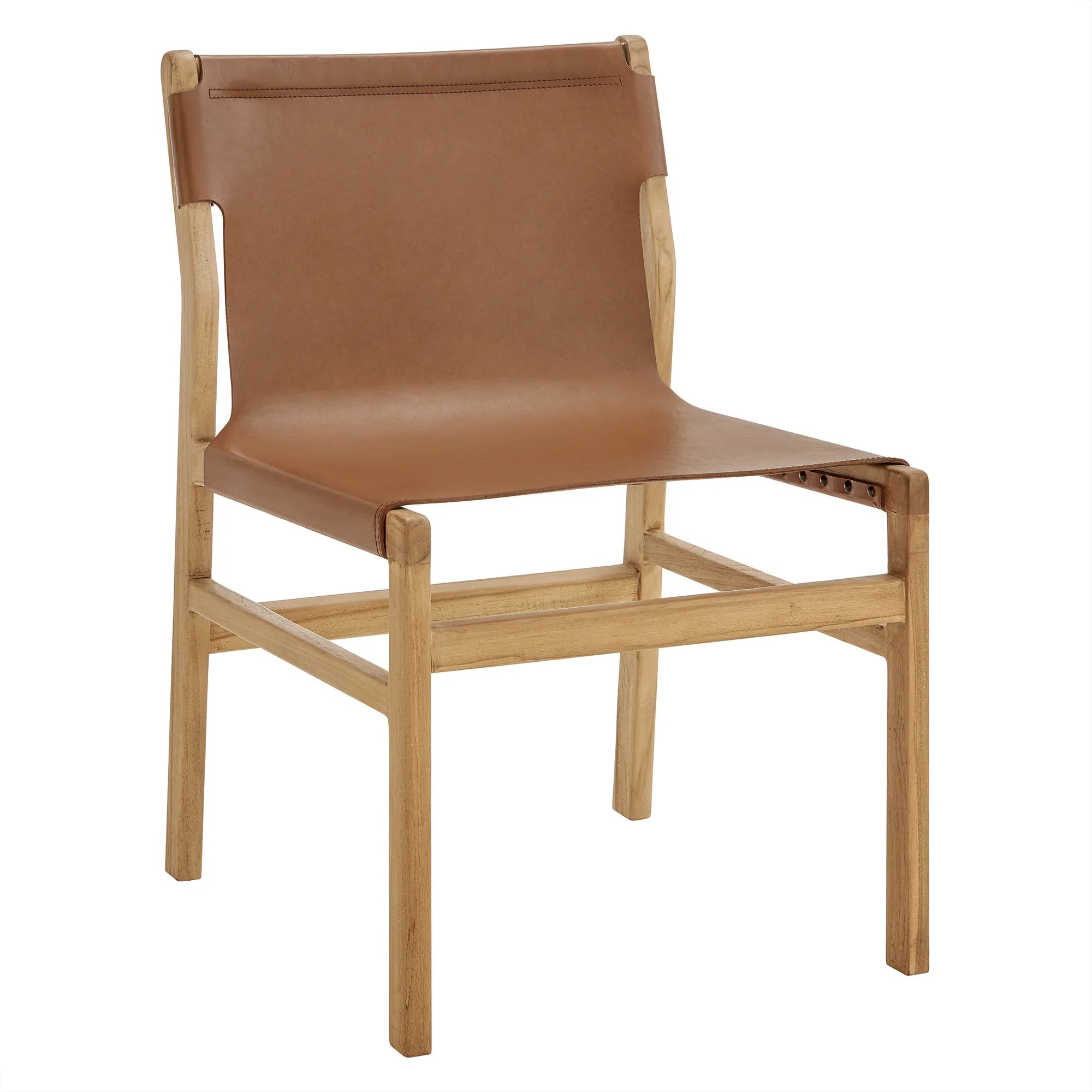 Sono Leather Dining Side Chair in Chestnut Tan