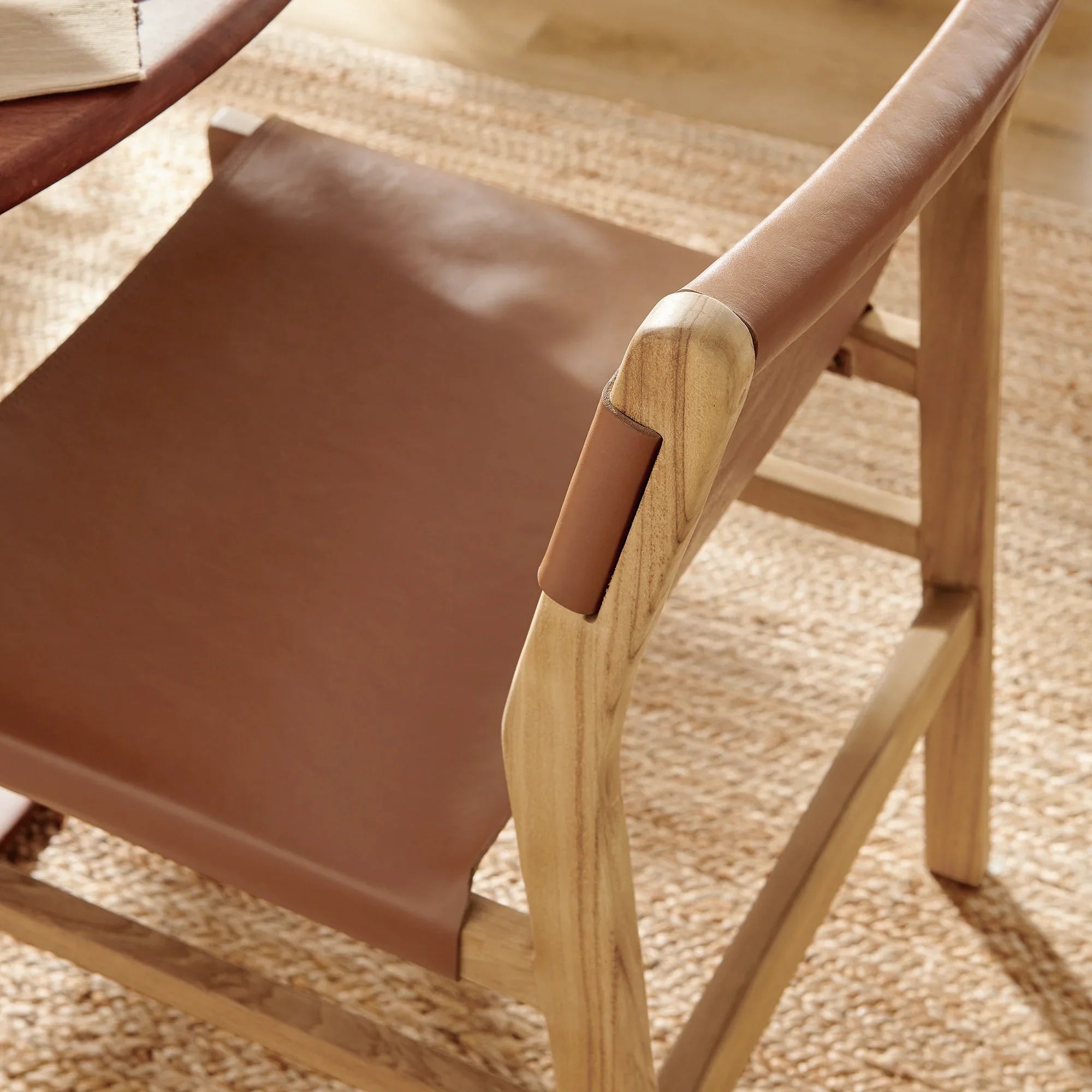 Sono Leather Dining Side Chair in Chestnut Tan
