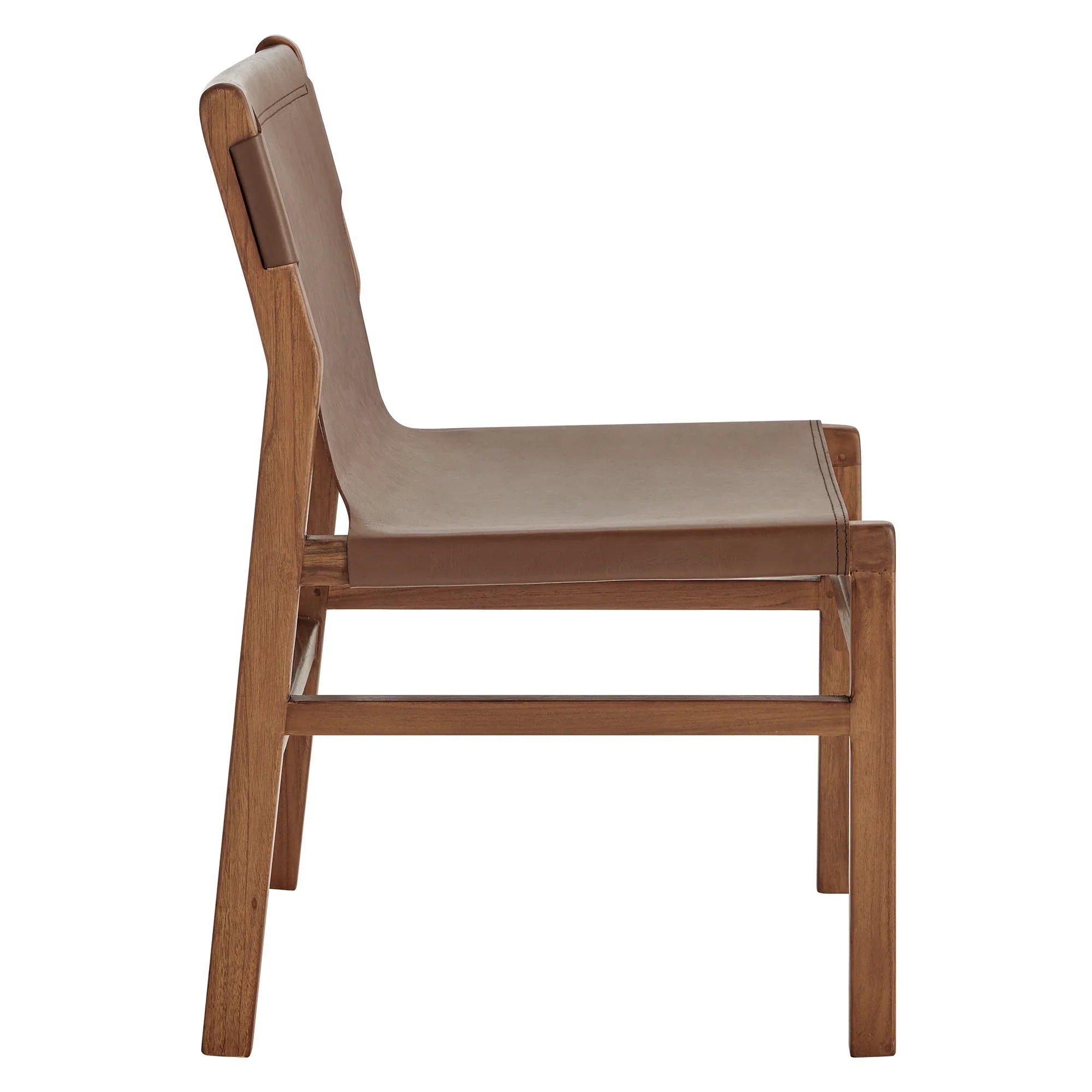 Sono Leather Dining Side Chair in Nutmeg Brown