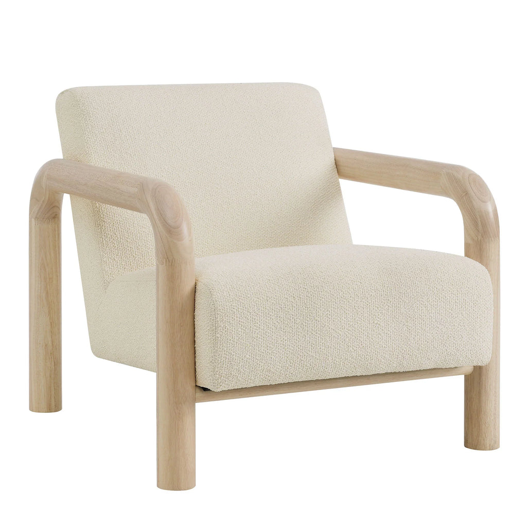 Serene Boucle Accent Chair in Cream Oak