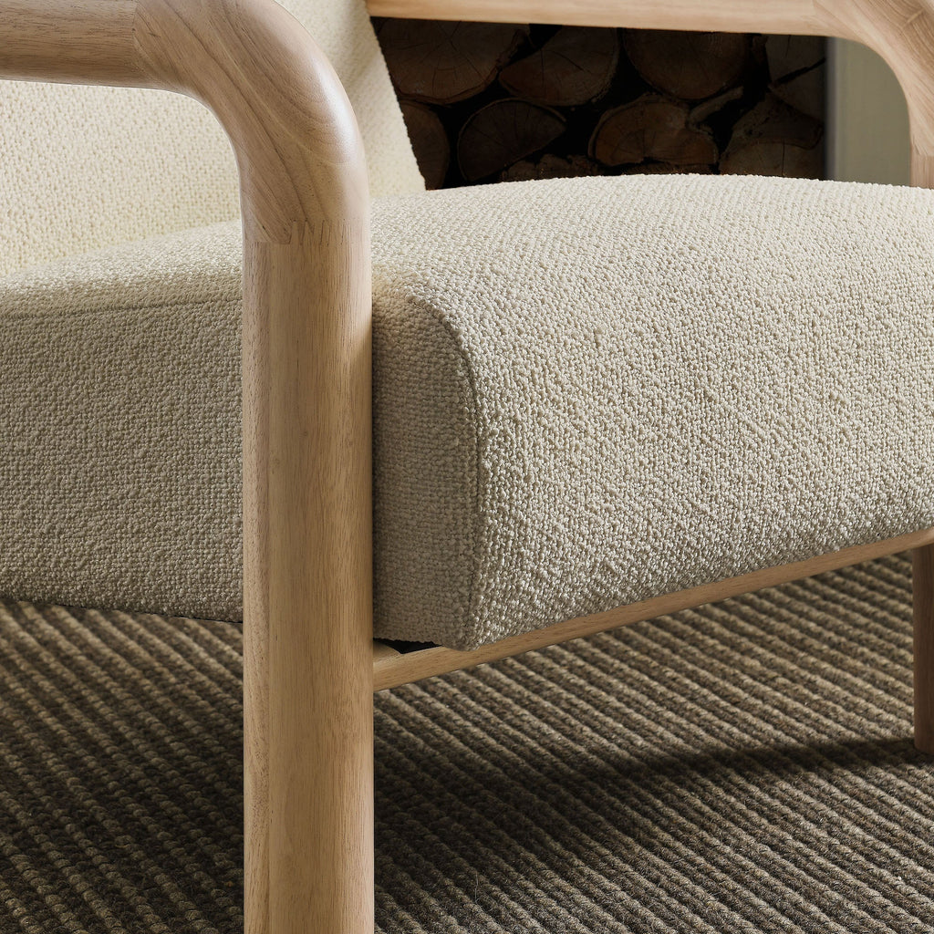 Serene Boucle Accent Chair in Cream Oak