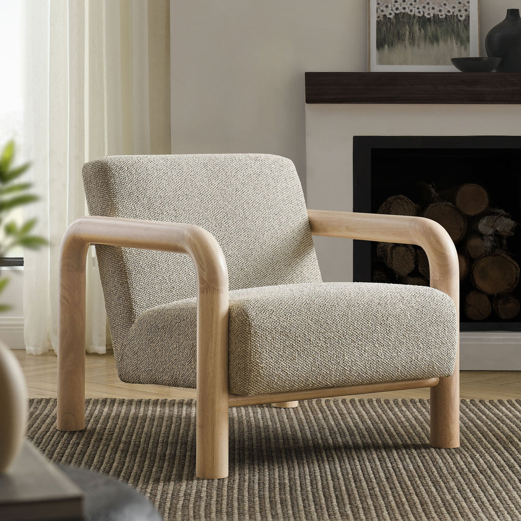 Serene Boucle Accent Chair in Marble Oak