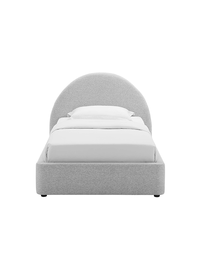 Resorts Upholstered Twin Bed, Light Gray