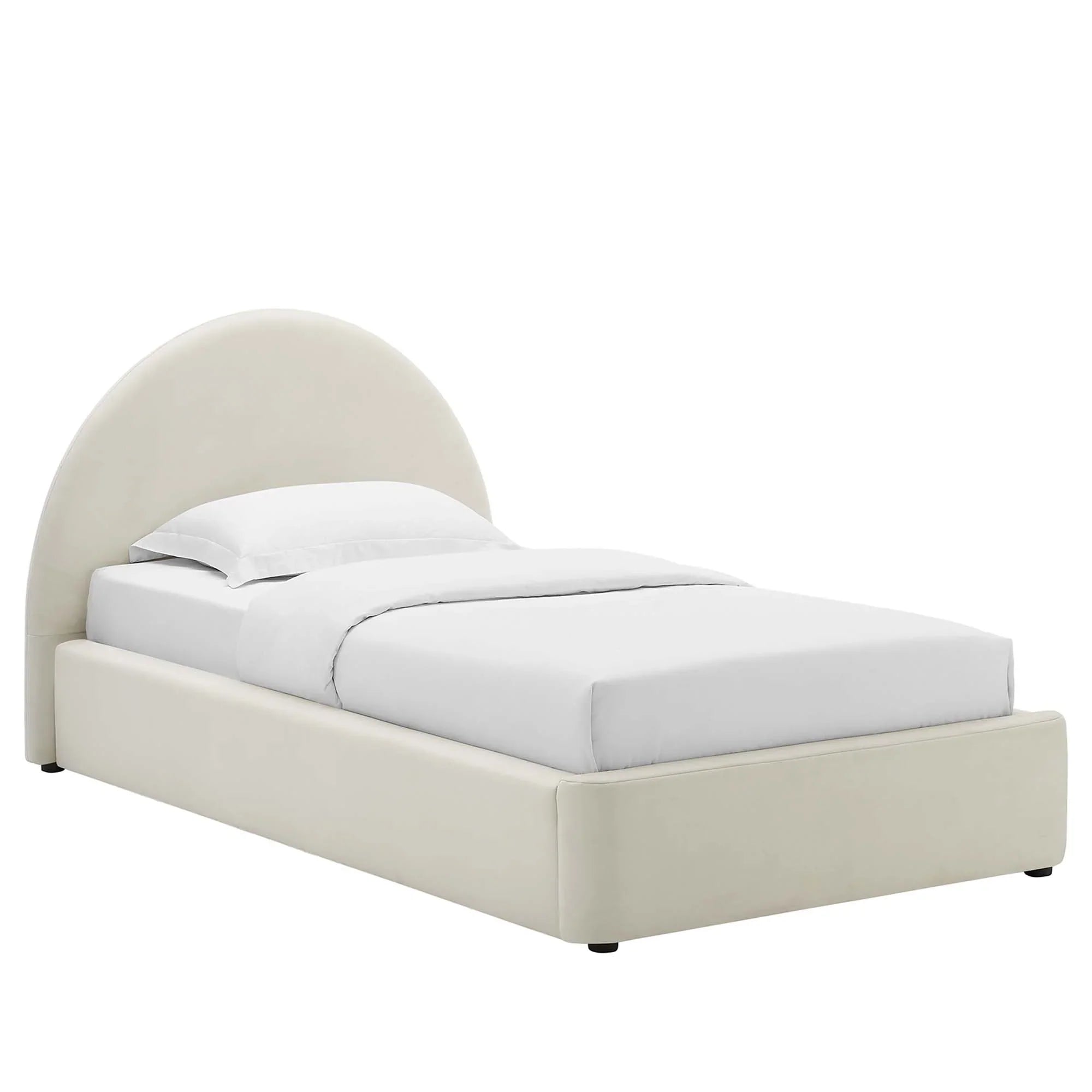 Resorts Velvet Twin Bed, Cream