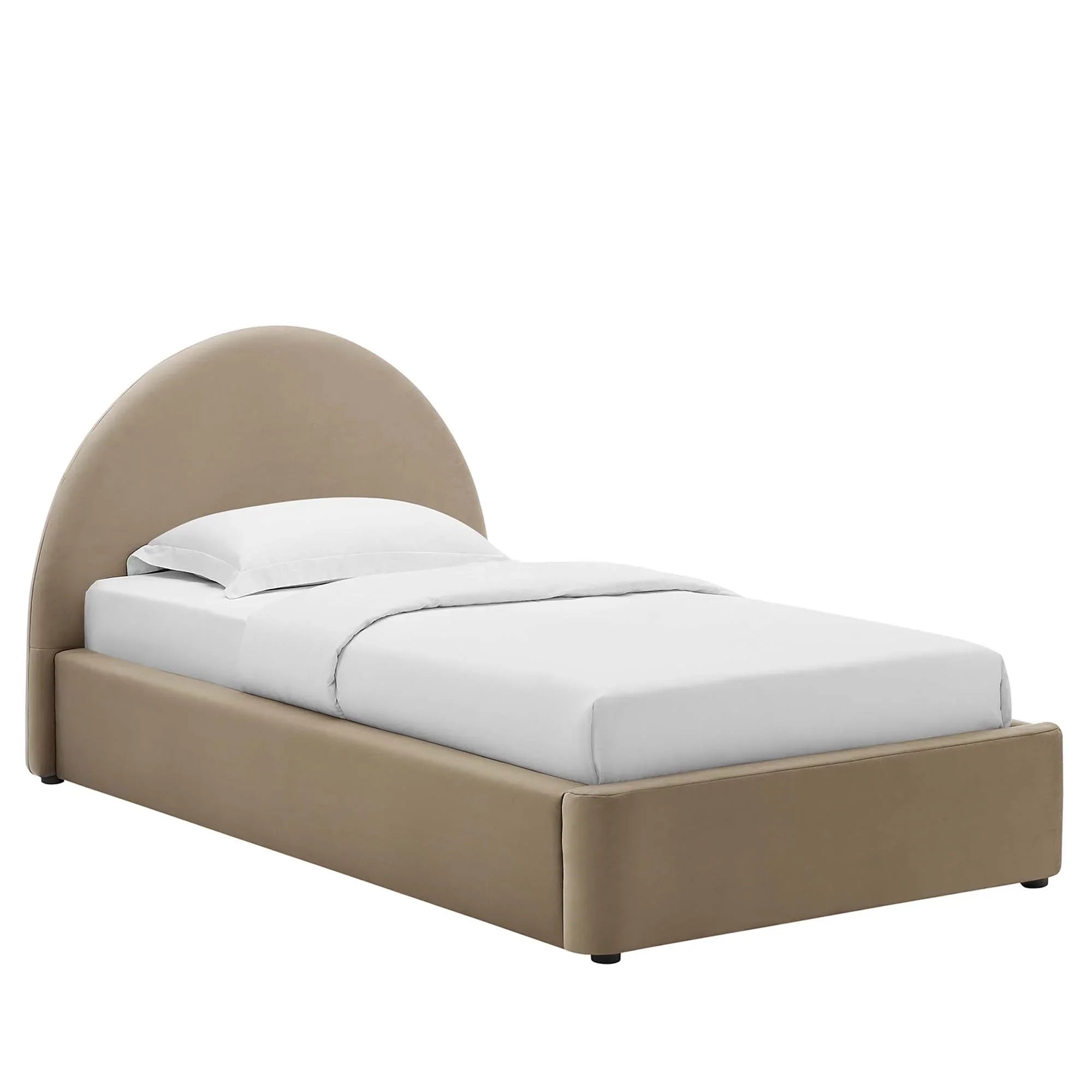 Resorts Velvet Twin Bed, Taupe