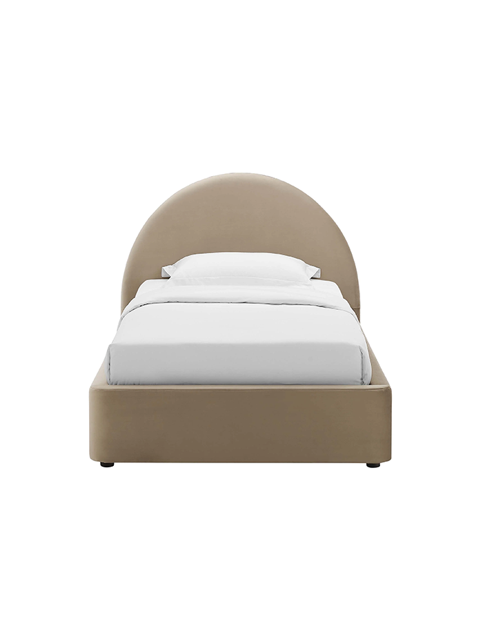 Resorts Velvet Twin Bed, Taupe