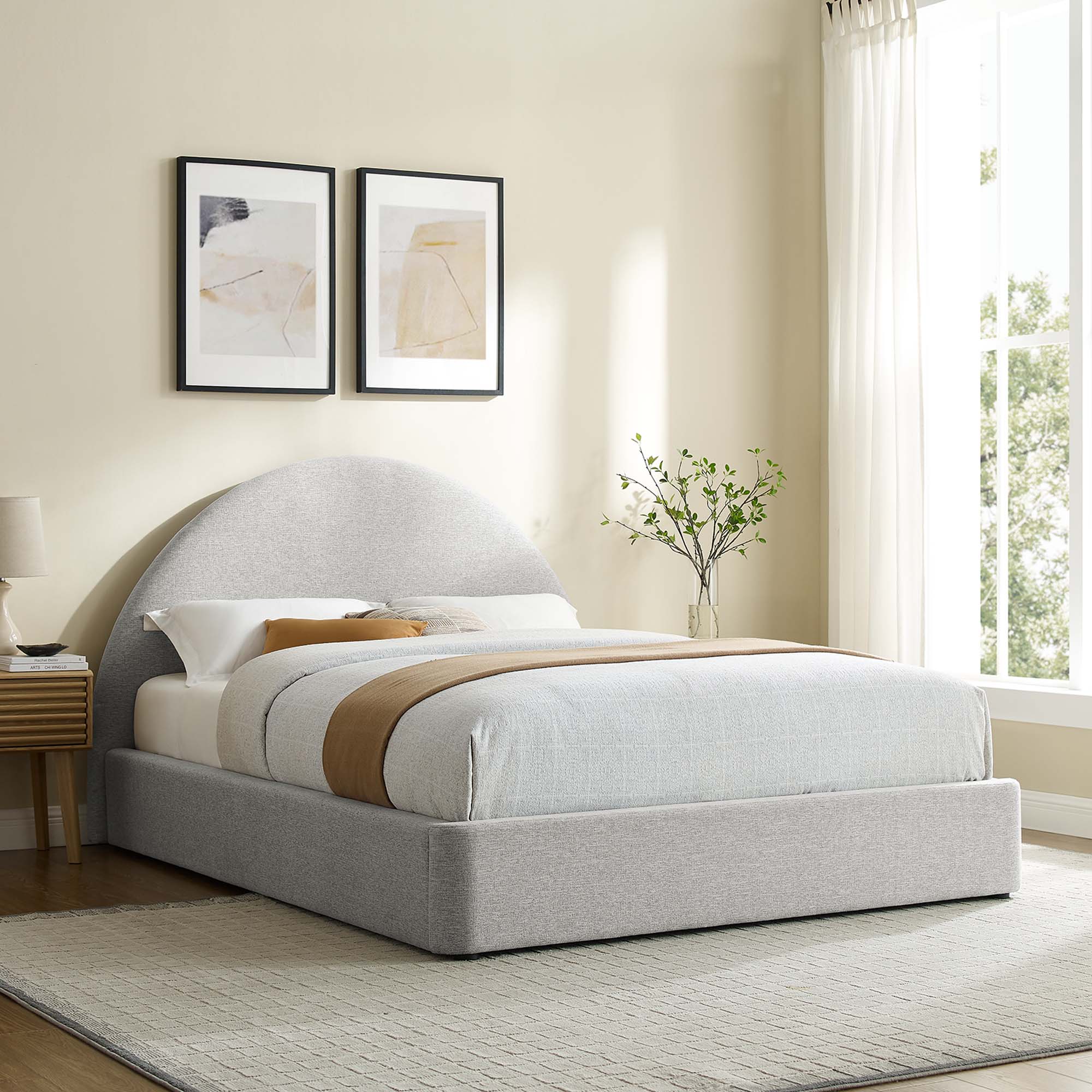 Resorts Upholstered Queen Bed, Light Gray