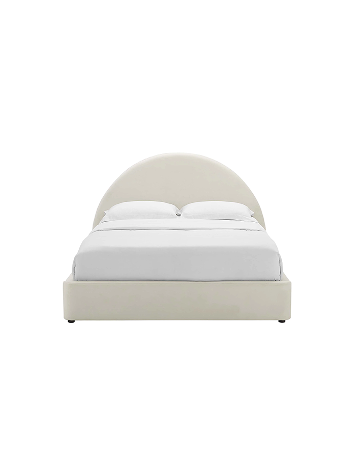 Resorts Velvet Queen Bed, Cream