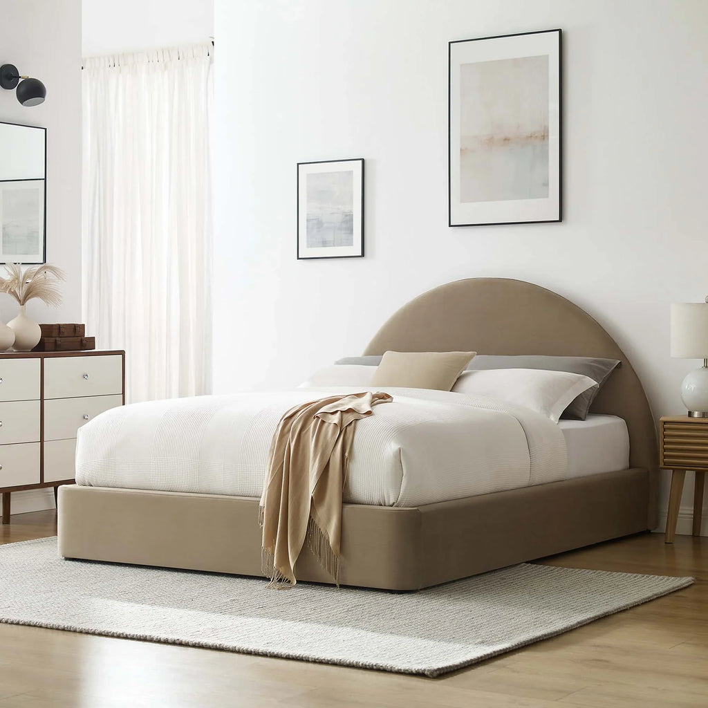 Resorts Velvet Queen Bed, Taupe