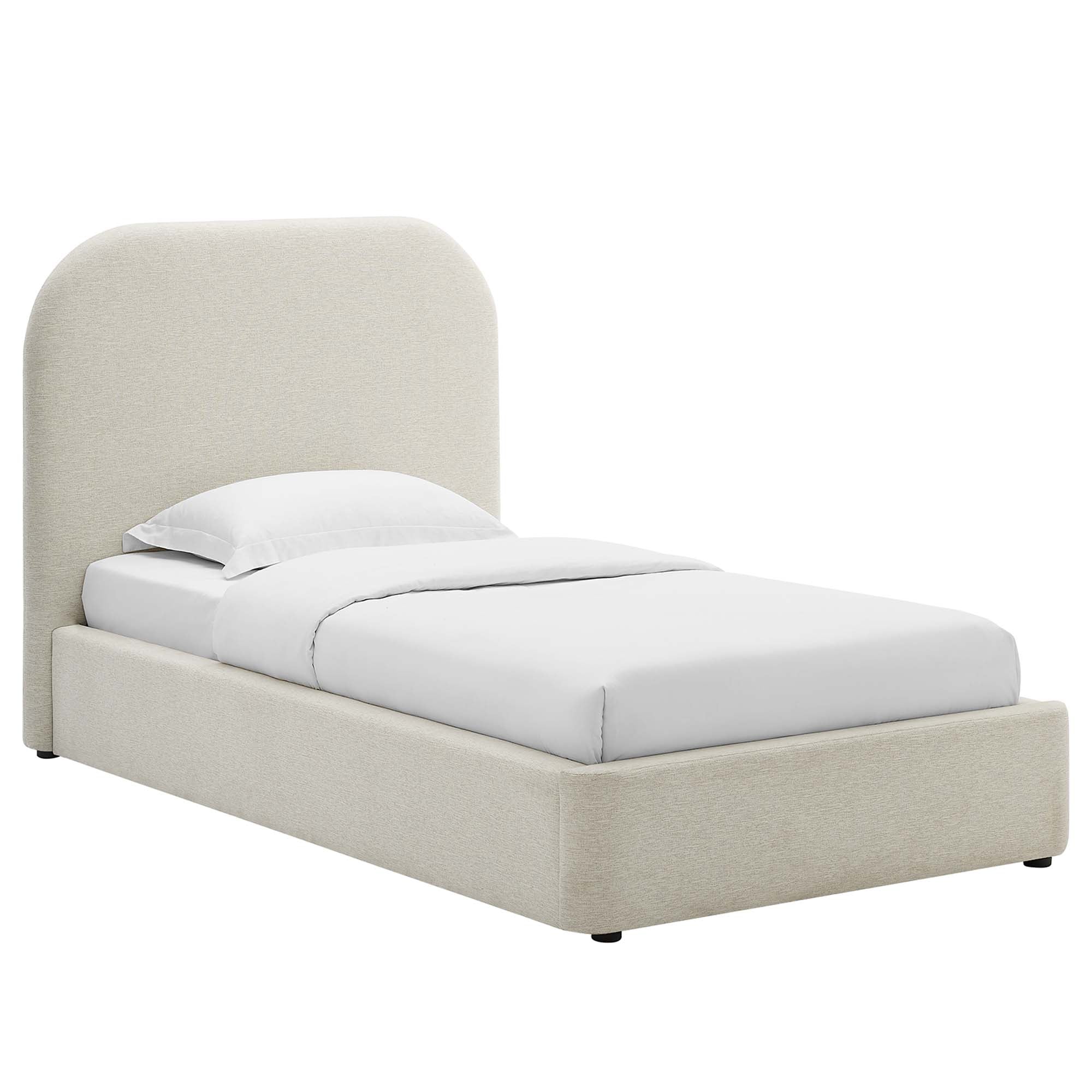 Heather Upholstered Twin Bed, Ivory