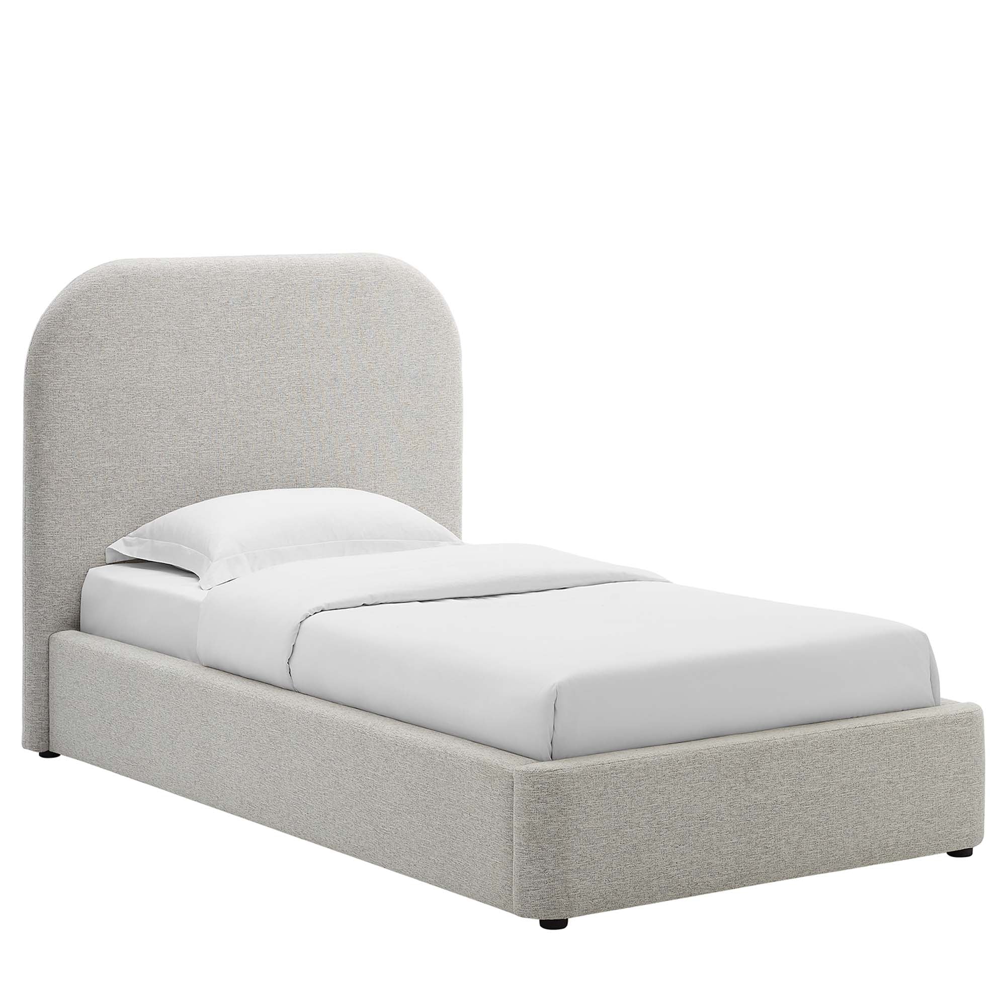 Heather Upholstered Twin Bed, Light Gray