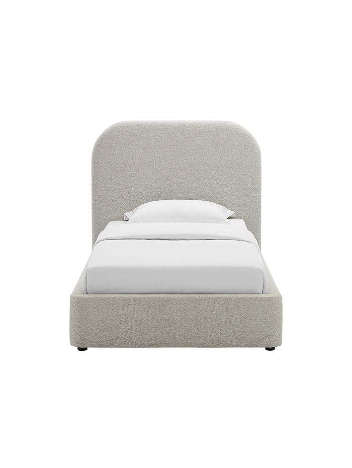 Heather Upholstered Twin Bed, Light Gray