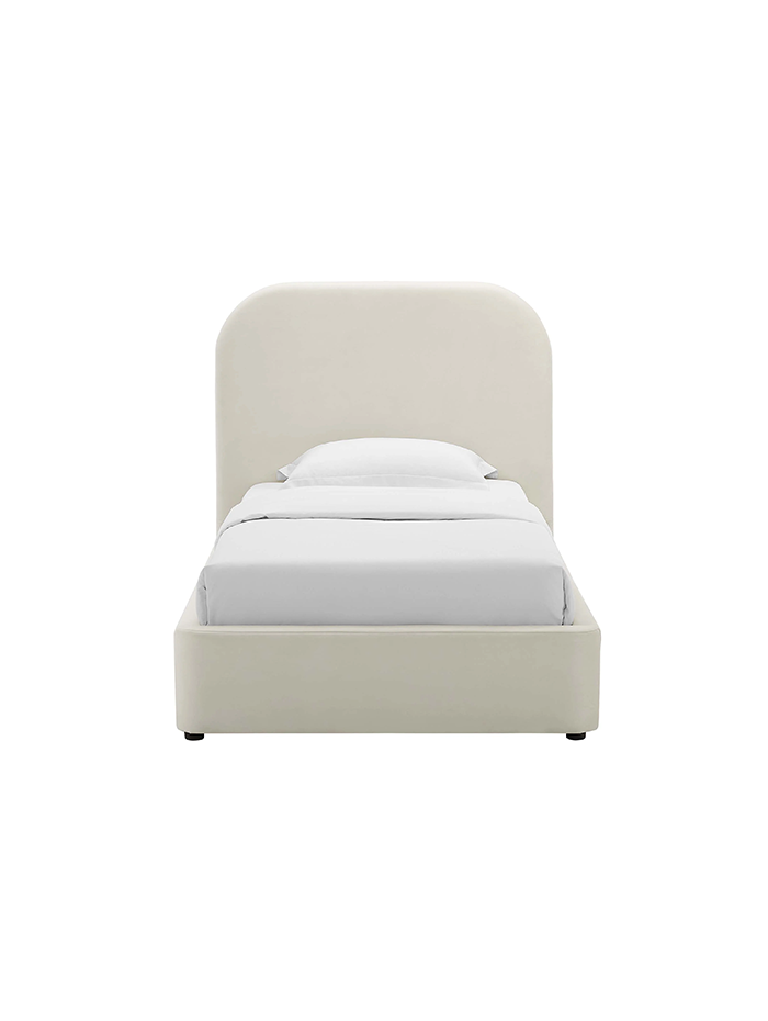 Heather Velvet Twin Bed, Cream
