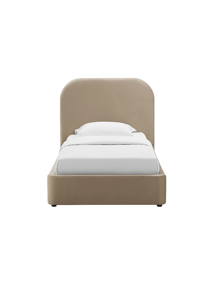 Heather Velvet Twin Bed, Taupe