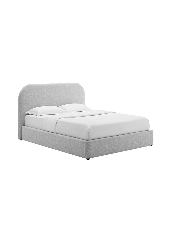 Heather Upholstered Full Bed, Light Gray