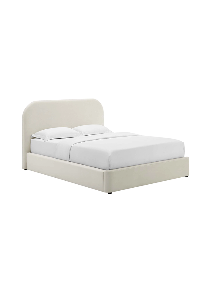 Heather Velvet Full Bed, Cream