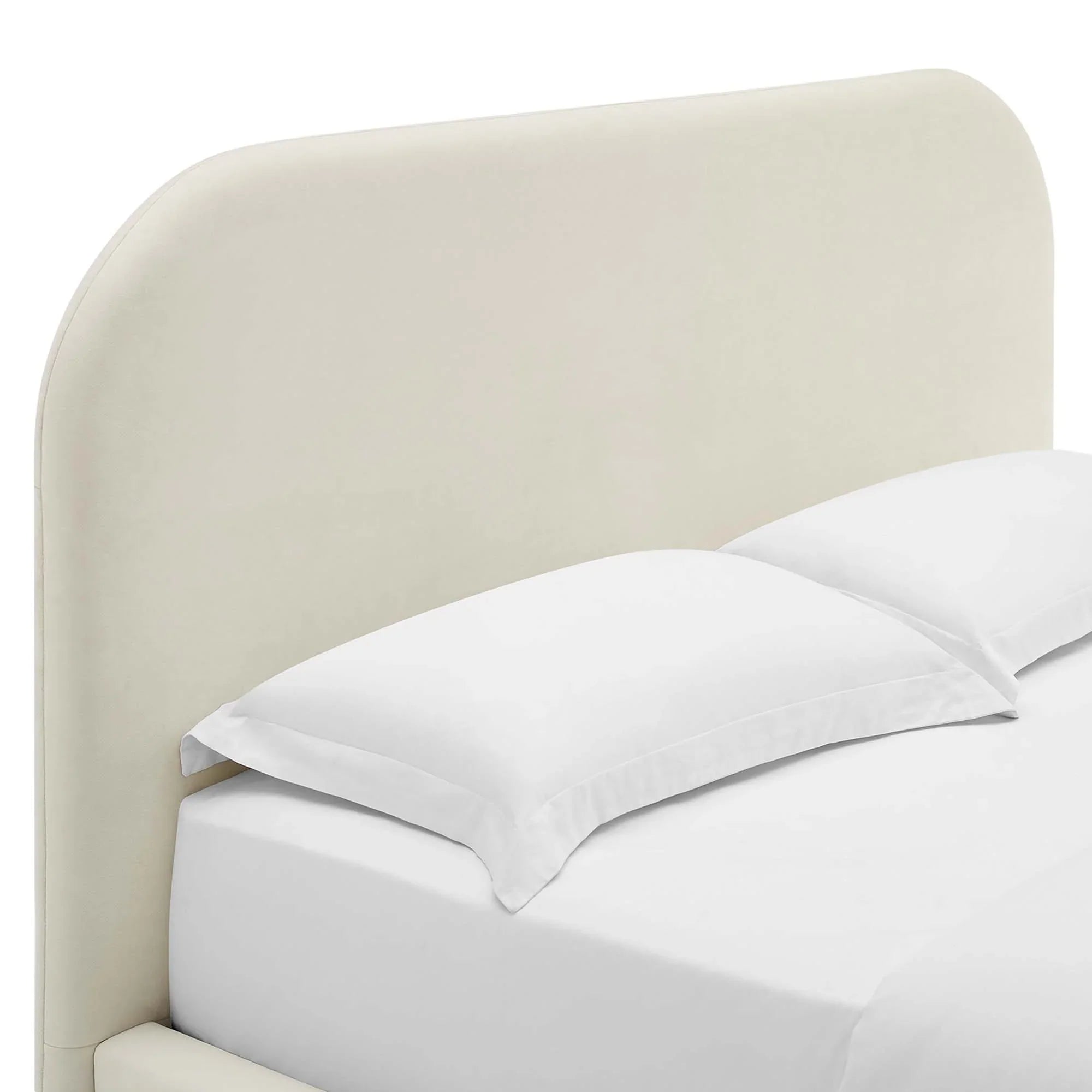 Heather Velvet Full Bed, Cream