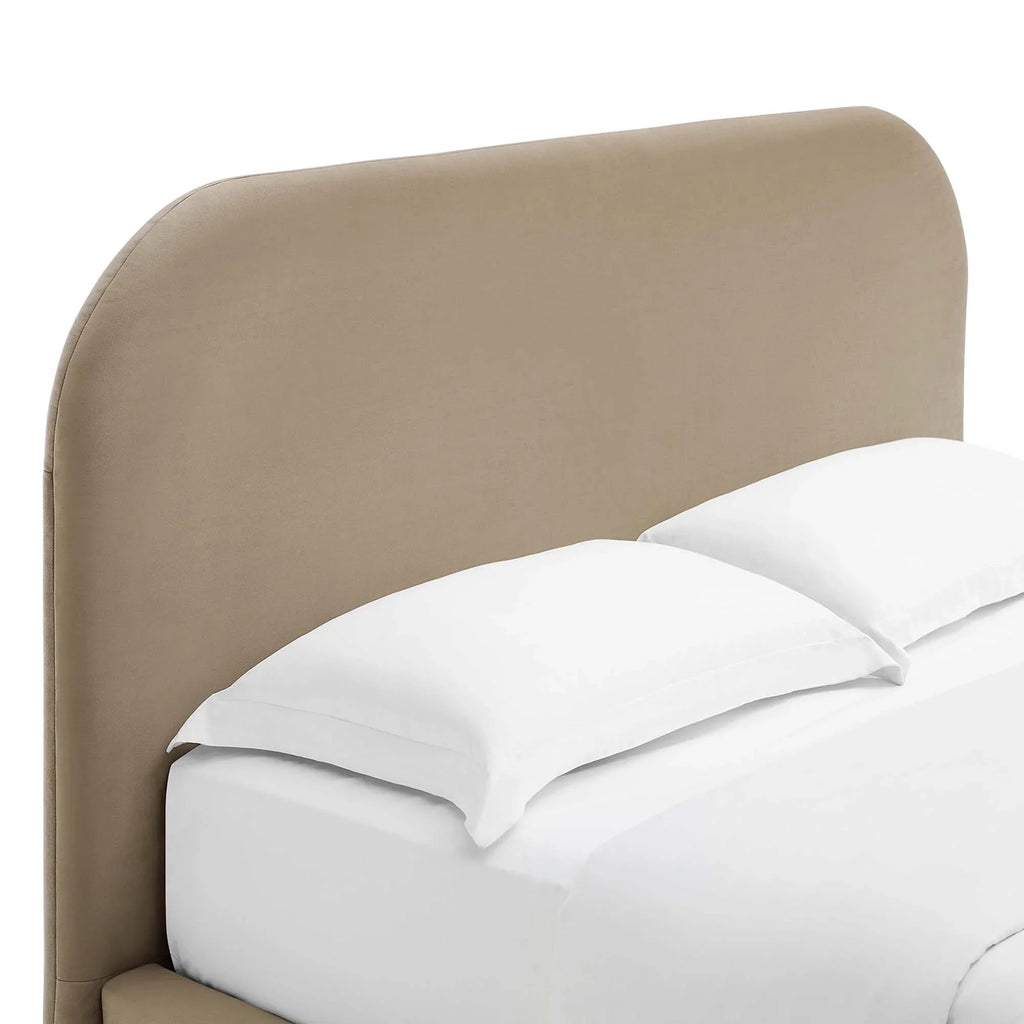 Heather Velvet Full Bed, Taupe