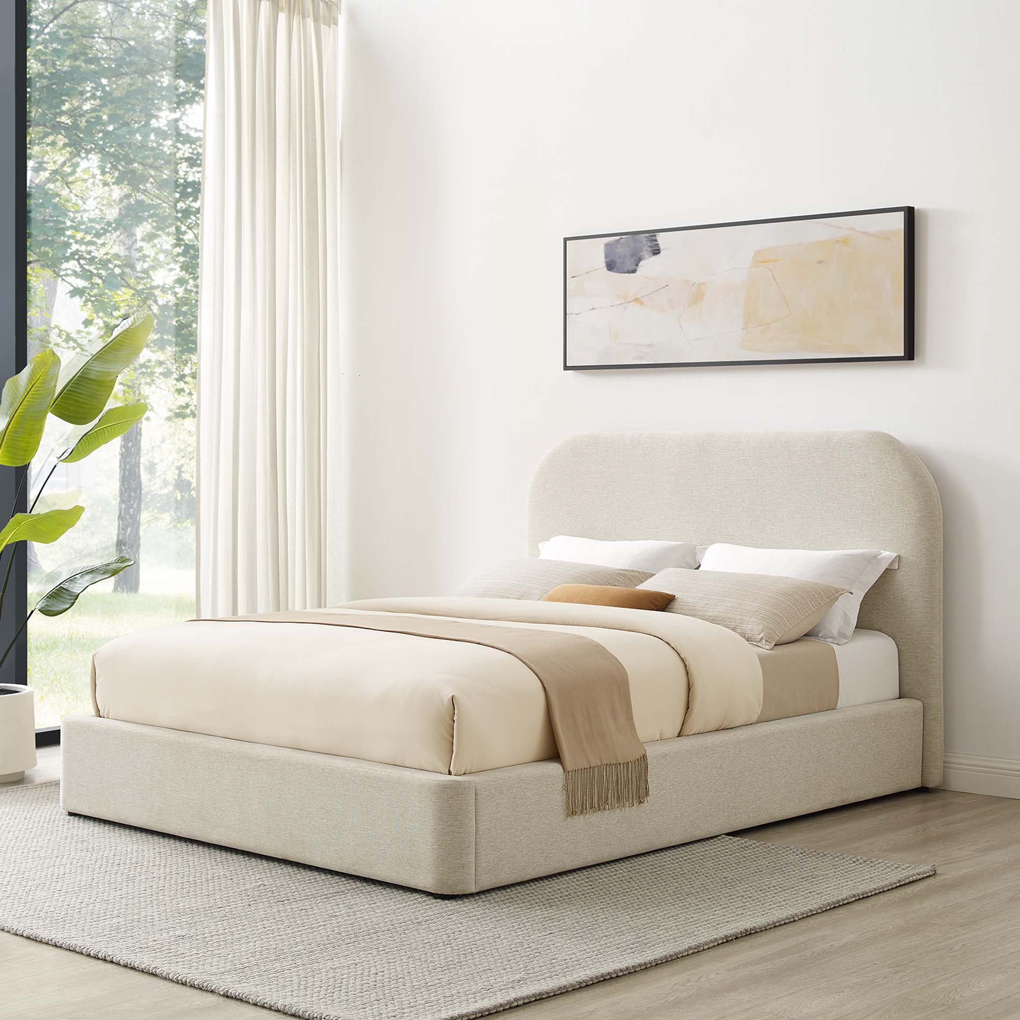 Heather Upholstered Queen Bed, Ivory