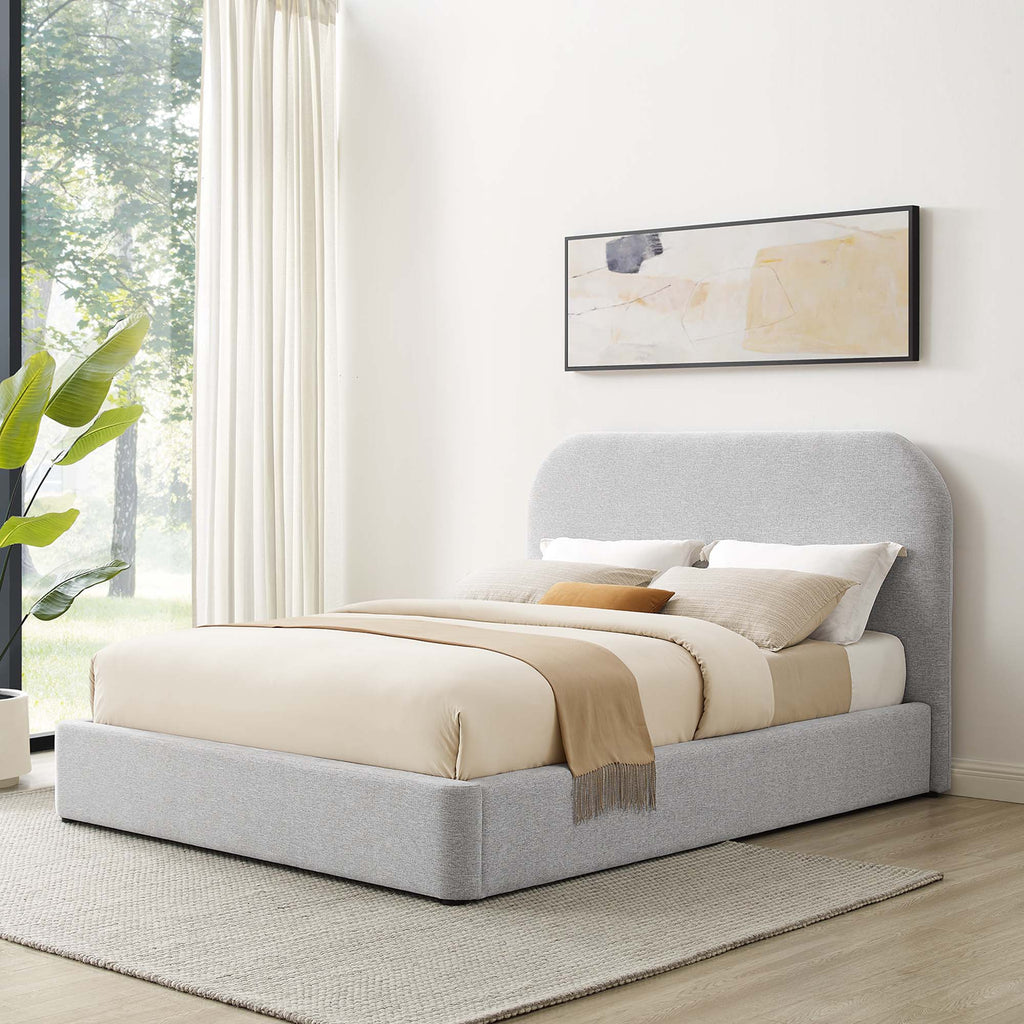 Heather Upholstered Queen Bed, Light Gray