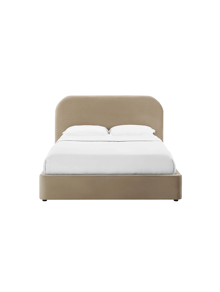 Heather Velvet Queen Bed, Taupe