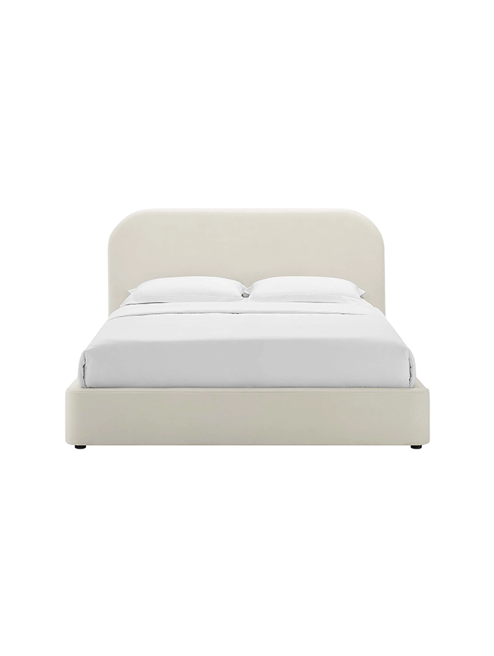 Heather Velvet King Bed, Cream